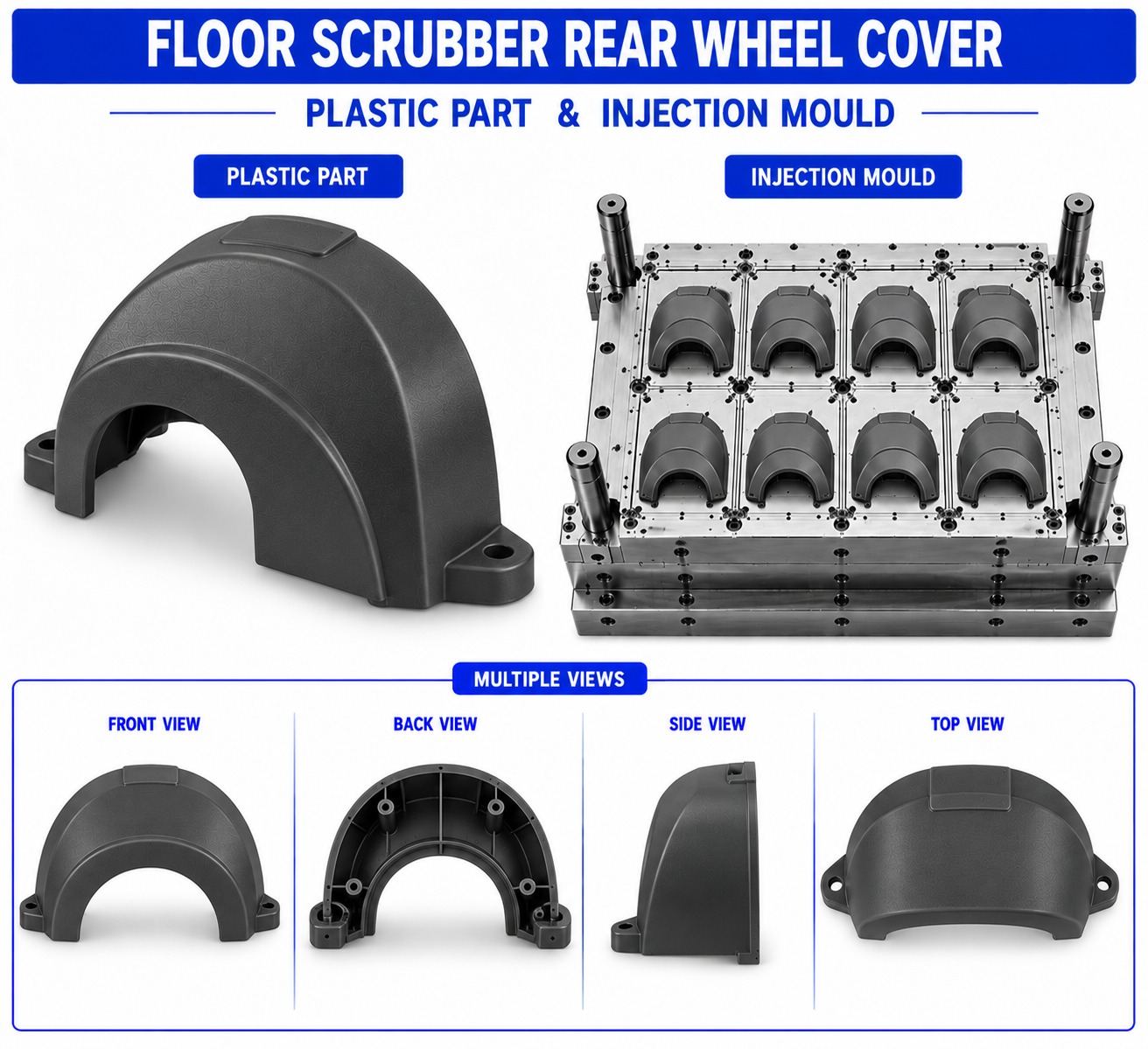 Floor Scrubber Plastic Rear Wheel Cover Mould and Moulding Service